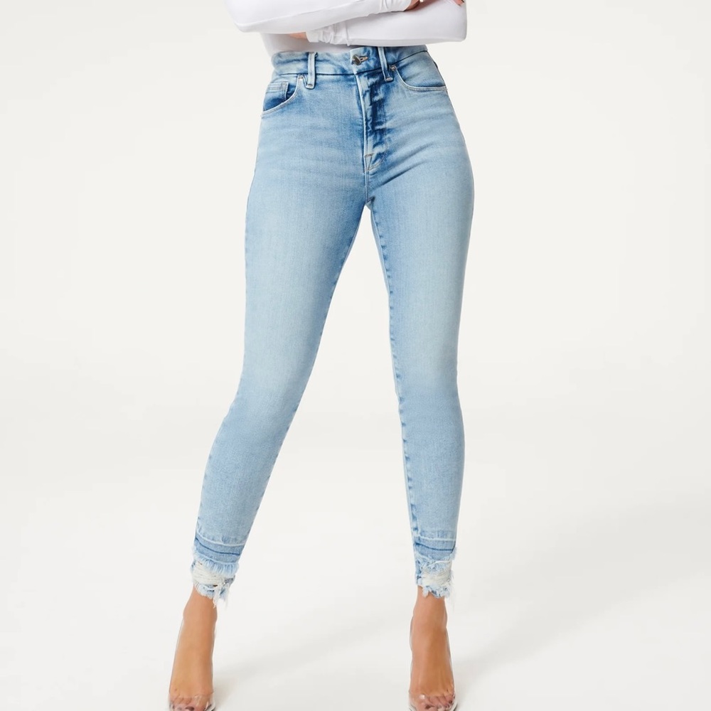 Good American Good Waist Crop Broke Down Hem
